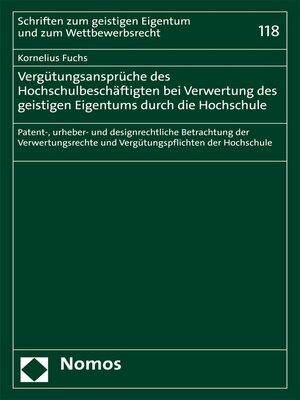 cover image of Vergütungsansprüche des Hochschulbeschäftigten bei Verwertung des geistigen Eigentums durch die Hochschule